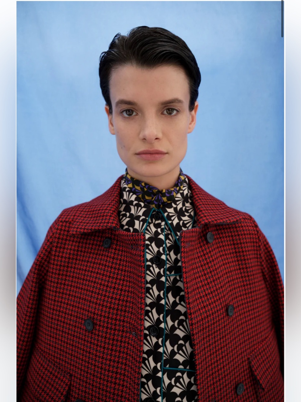 Odeeh red Houndstooth Virgin Wool jacket blazer with cute lining size 12 / 42 - Picture 7 of 8